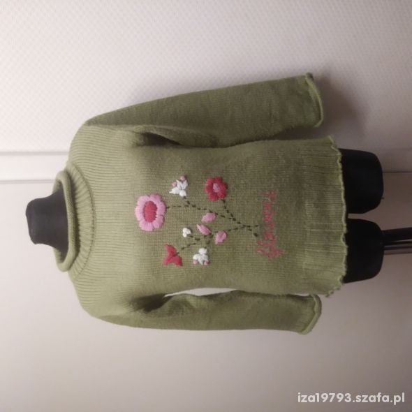 sweter 116 122 khaki w kwiaty