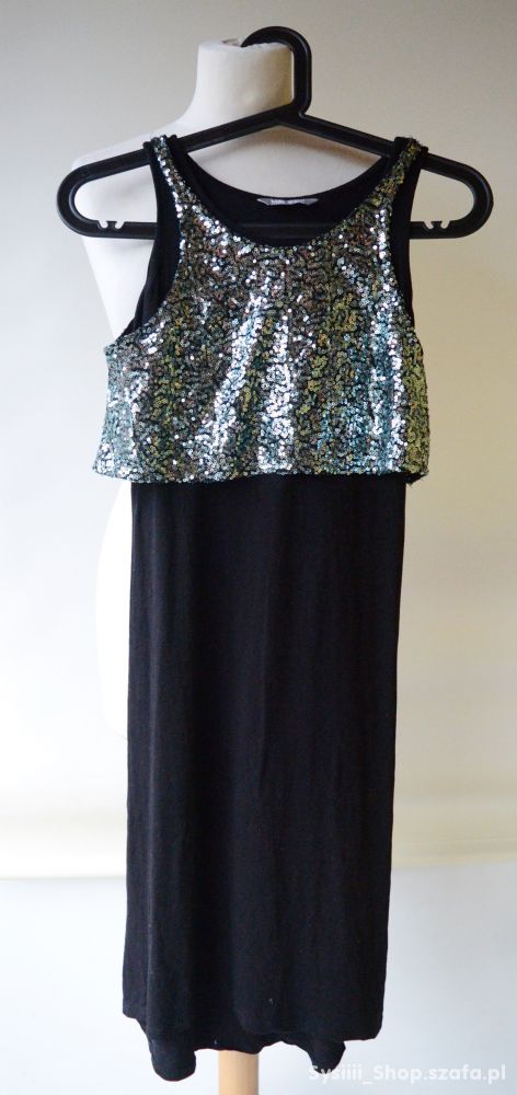 Sukienka Long Czarna Cekiny Lindex 134 140 cm 8 10