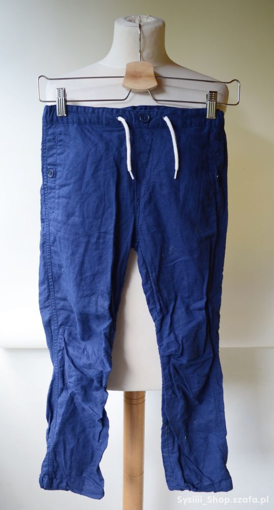 Spodnie Granatowe Lniane Len H&M 128 cm 7 8 lat