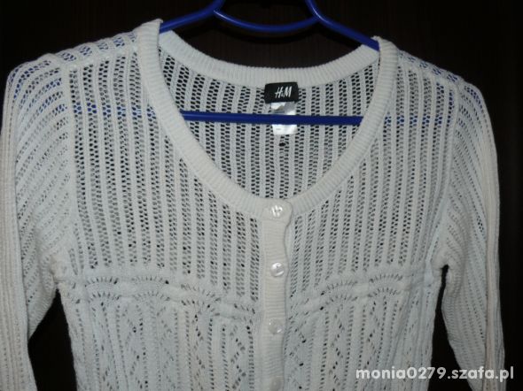 Biały ażurowy sweterek HM 158 164