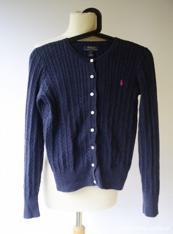 Sweter Granatowy Warkocze Ralph Lauren XL 16 lat 1