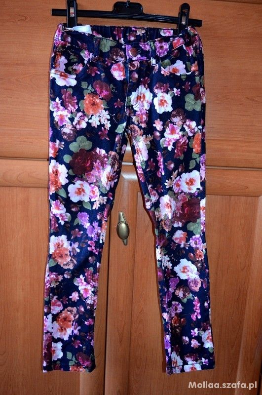 Spodnie floral roz 8 122 128