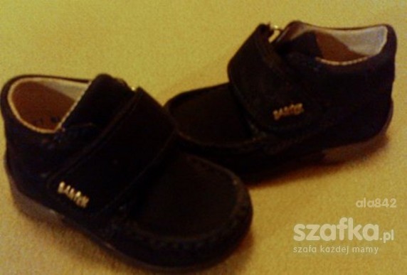BARTEK granatowe zapinane na rzepy półbuty skóra