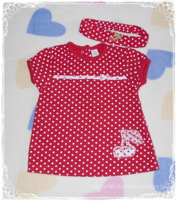 CiA UROCZA TUNICZKA W GROSZKI Z OPASKĄ