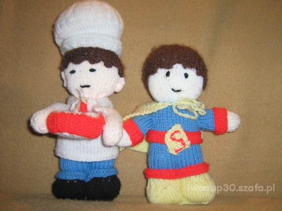 Kucharz i Supermen ręcznie robiony na drutach