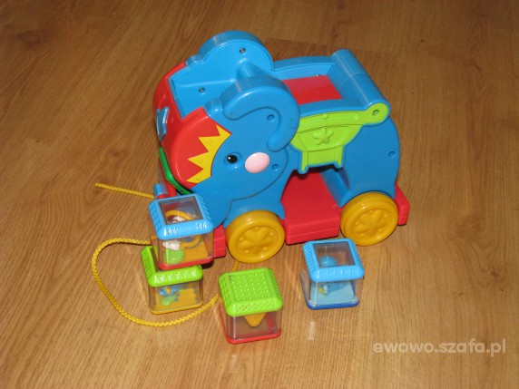 Słonik Fisher price i 4 klocki sensoryczne