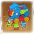 Słonik Fisher price i 4 klocki sensoryczne