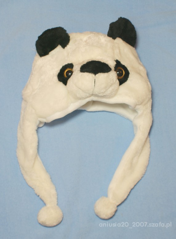Nowa puchata ciepla czapka panda