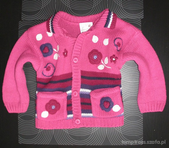 Piękny sweterek różowy CIEKAWE APLIKACJE r86