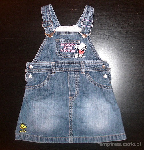 HandM SNOOPY ogrodniczka jeansowa r80 86