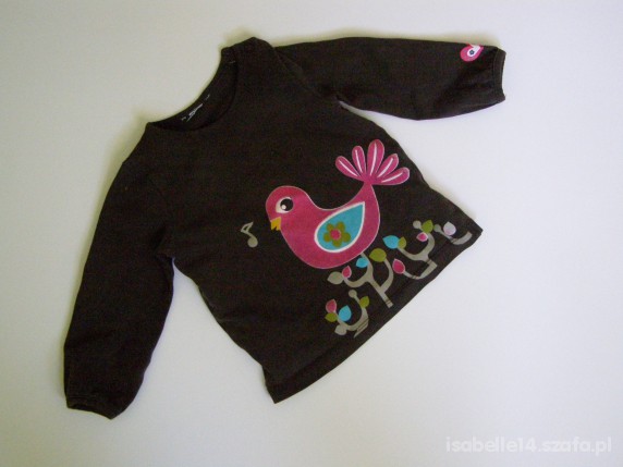 HM BRĄZOWA BLUZECZKA Z PTASZKIEM 74