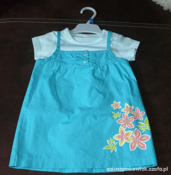 Błękitny letnia sukieneczka i bluzeczka 9 miesięcy