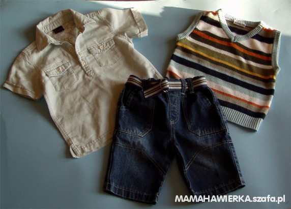 NEXT ZESTAW KOSZULKA LNIANA SPODENKI KAMIZELKA 9