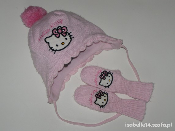 62 68 74 HM CZAPKA RĘKAWICZKI HELLO KITTY RÓŻOWA