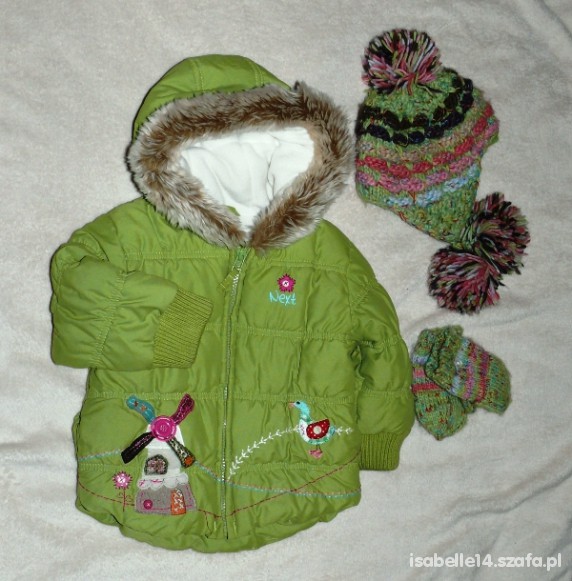 80 92 NEXT CZAPKA RĘKAWICZKI NA ZIMĘ ZIELONE