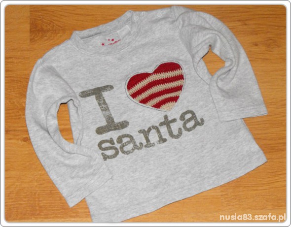 NEXT 86 świąteczna bluzeczka I LOVE SANTA