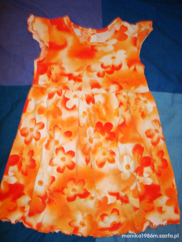 Pomarańczowa sukienka w kwiaty 2 latka