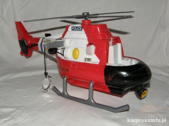 Helikopter policyjny z sygnałami i dźwiękami