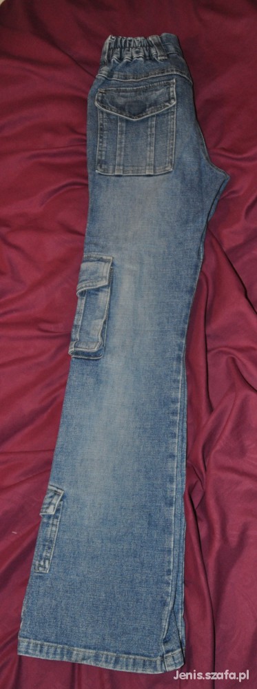 Spodnie dżinsowe bojówki dziewczęce rozmiar 146