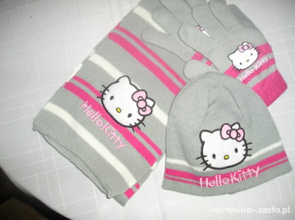 czapka szalik i rękawiczki hello kitty