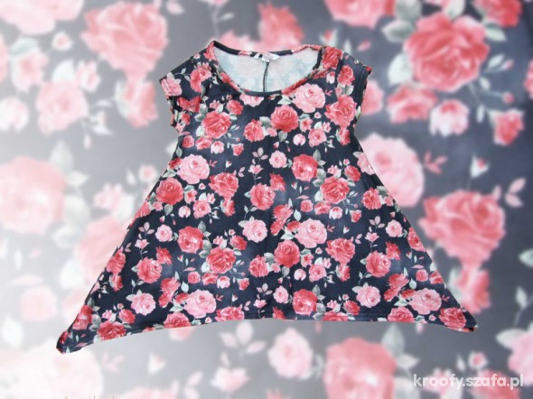 Piękna asymetryczna tunika w róże floral 110