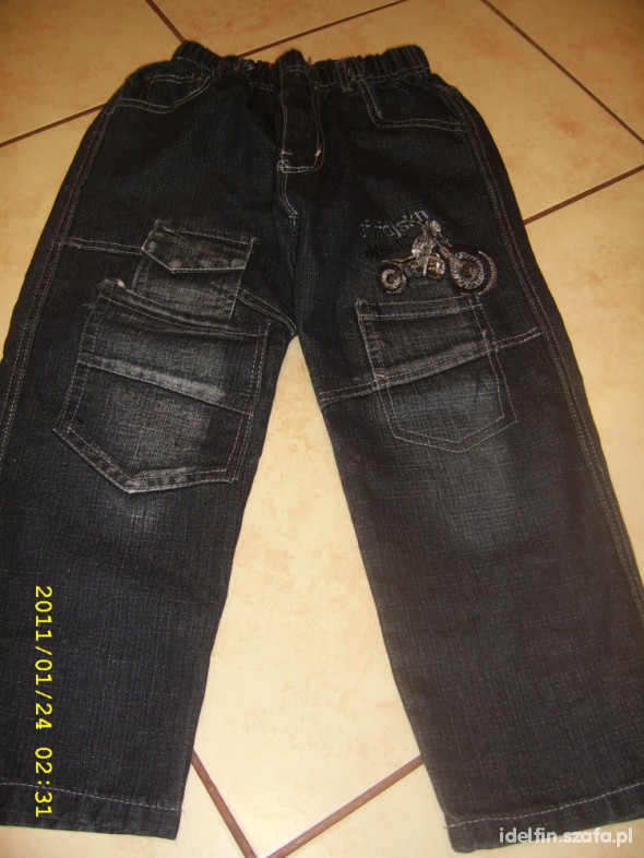 Spodnie jeansy z aplikacją motocyklisty