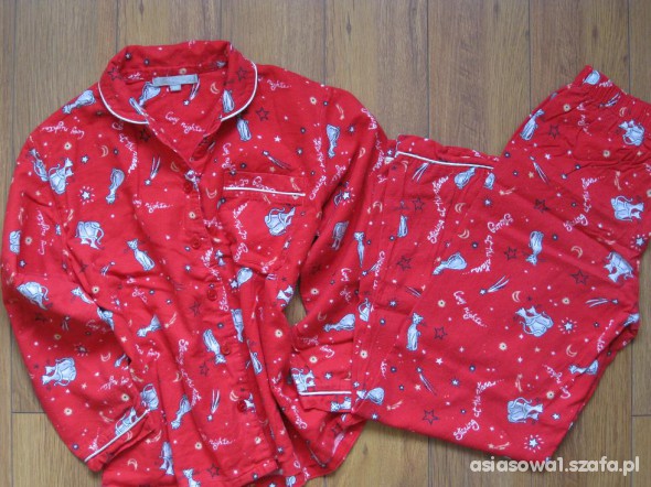 Czerwona flanelowa piżamka w kotki CUBUS IYSHI 140