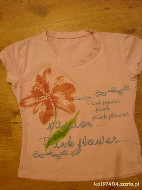 koszulka pink flower roz 140