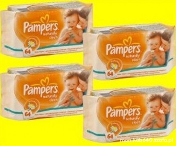 256 szt PAMPERS chusteczki naturally clean 4x64szt