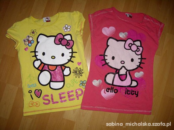 Bluzka z Hello Kitty kr rękaw 128 2 SZTUKI