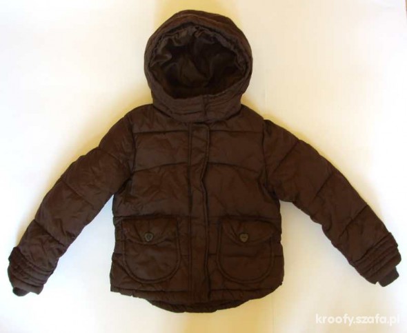 H&M czekoladowa ciepła kurtka 122