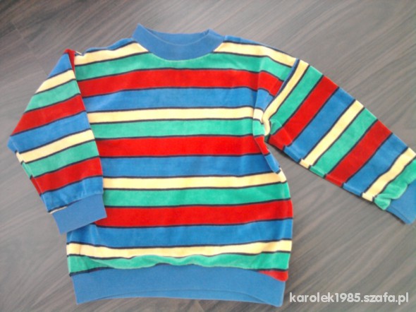 Kolorowa bluza bluzeczka w paski welur 98