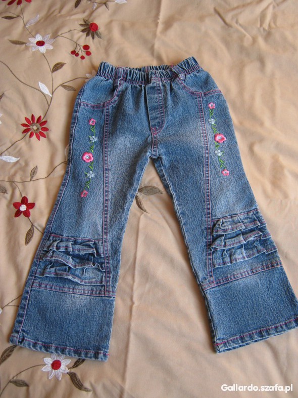 Śliczne jeansy z kwiatuszkami dla dziewczynki R 98