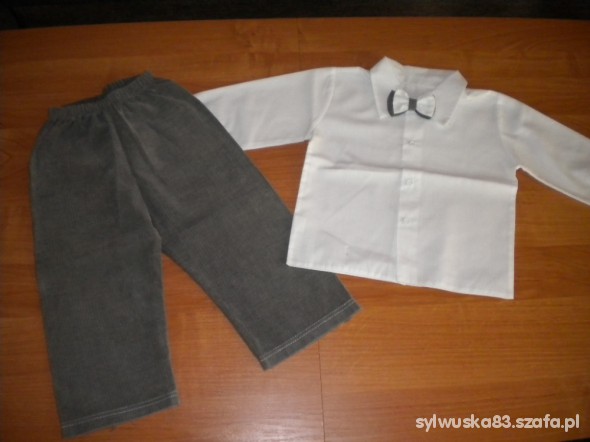 Sztruksowe spodnie i biała koszula