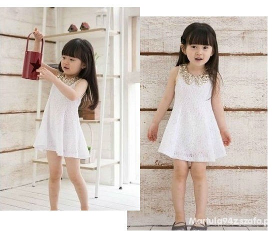 Koronkowa Sukienka Party Złoty Konierzyk