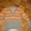 sweterek w szaro pomarańczowe pasy