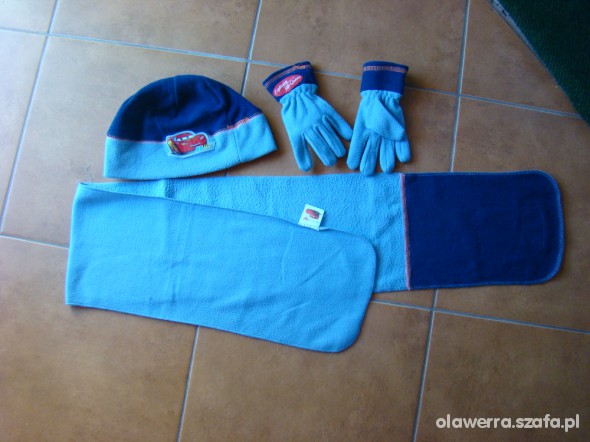 zestaw czapka szlik i rękawiczki z zygzakiem cars