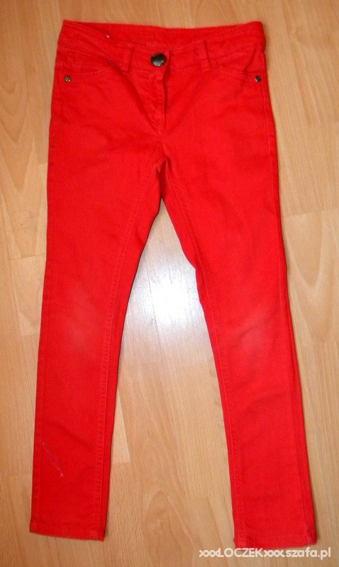 Spodnie jeansy czerwone rurki Next 128