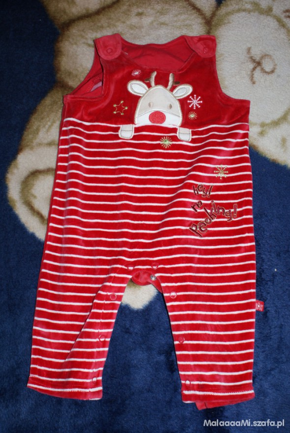 Welurowy pajacyk świąteczny NOWY