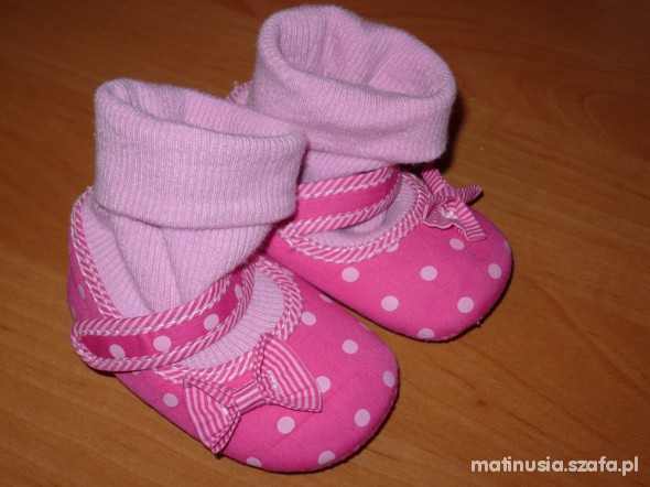 buciki z kokardą w grochy 3 6 mieisęcy