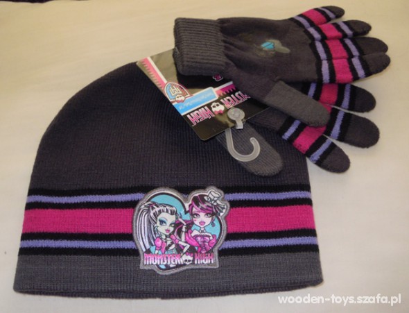 Czapka plus rękawiczki z logo Monster High