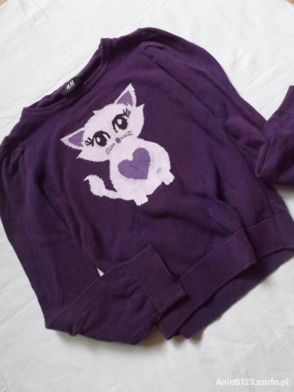 ŚLICZNA DZIANINKA Z KOTKIEM H&M 92cm