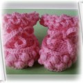 BUCIKI różowe ciepłe wełniane dla niemowlaka