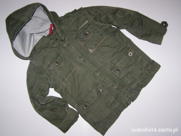 110 116 ZARA KURTKA KHAKI MILITARNA PAGONY KAPTUR