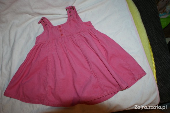 Sztrukowa sukienka NEXT 9 do 12m w kol malinowy