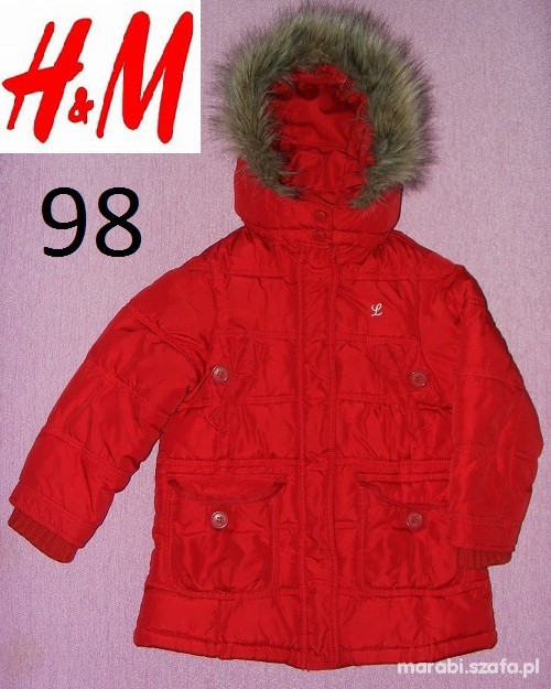 H&M Dłuższa kurtka z futerkiem przy kapturze 98