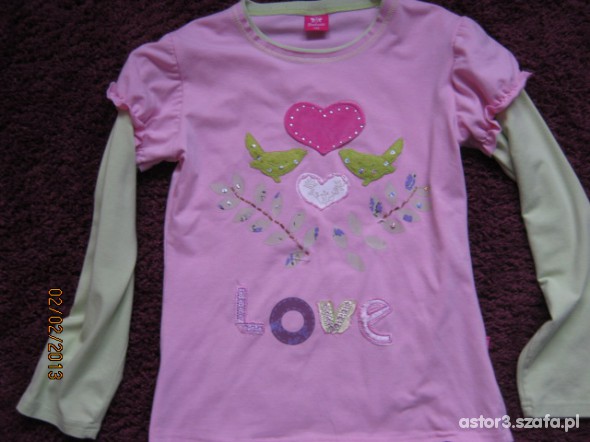 Różowo seledynowa bluzka