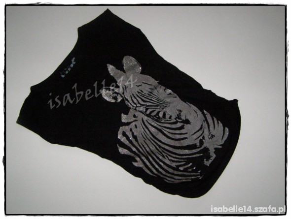 98 116 CZARNA BLUZKA TUNIKA Z ZEBRĄ