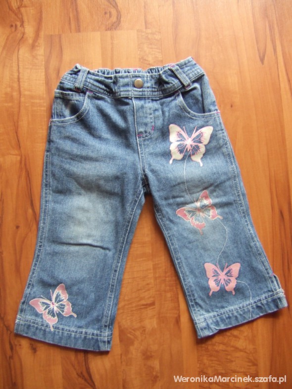 dzinsowe spodnie w motylki