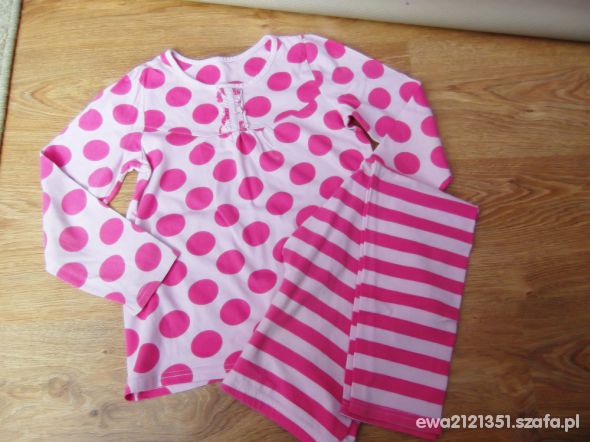 M&S super piżamka GROCHY pasy róż 122